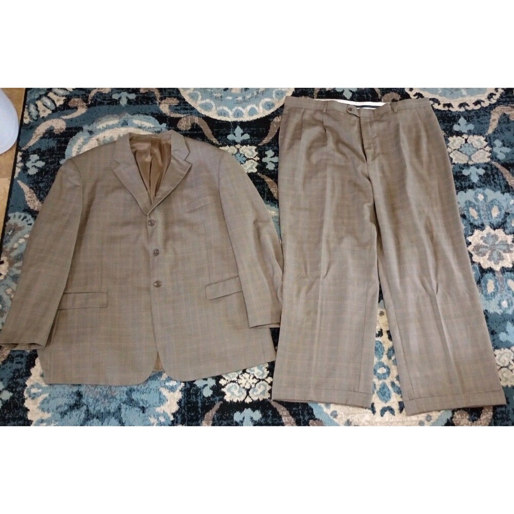 Mantoni 52R 52x46 Brown Super 140s Virgin Wool Mens Jacket Pants Suit FLAWED